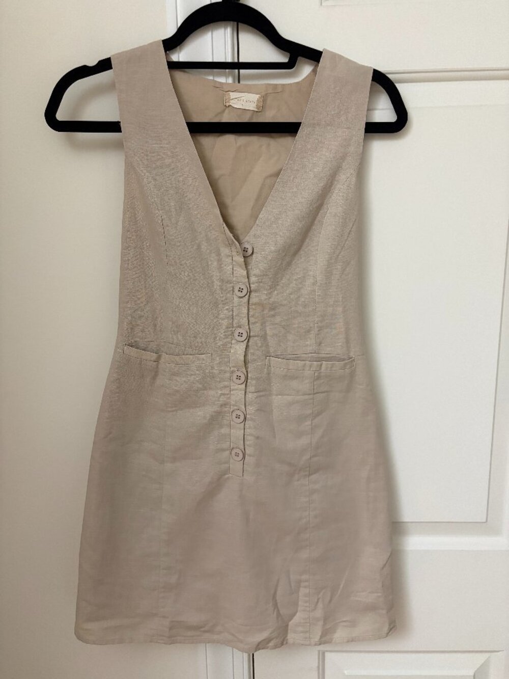 Altar'd State Button Front Linen Dress - Beige Size S